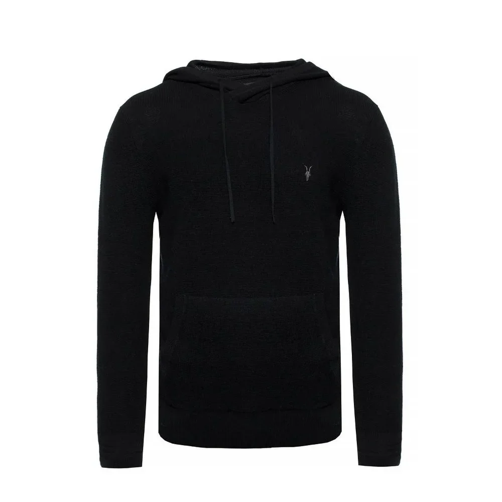 AllSaints Men's Black Ivar 100% Merino Long Sleeve Hoodie size XS - Picture 3 of 16
